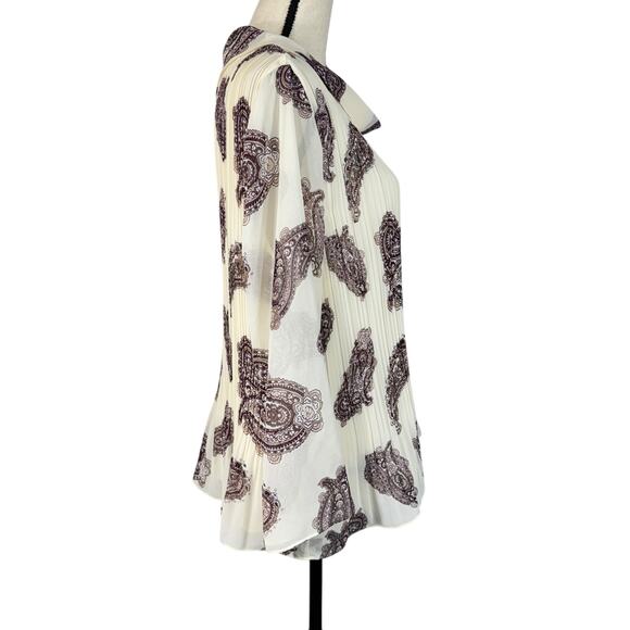 Chico’s Petite SZ 2P (Large) Top Paisley Accordion Pleats Long Sleeves Lined - Picture 5 of 10